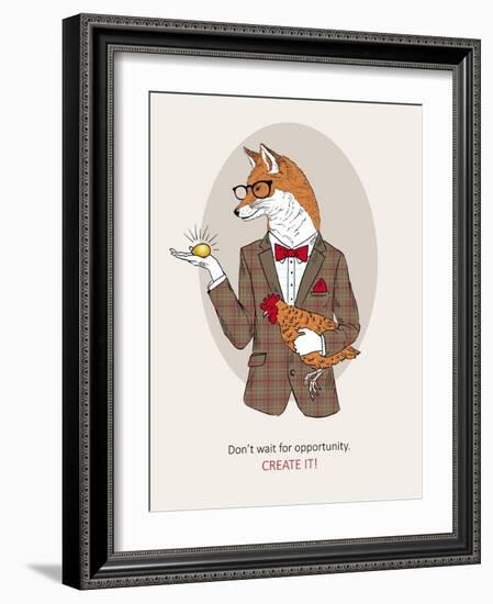 Fox Man in Pin Suit-Olga Angellos-Framed Art Print