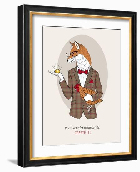 Fox Man in Pin Suit-Olga Angellos-Framed Art Print