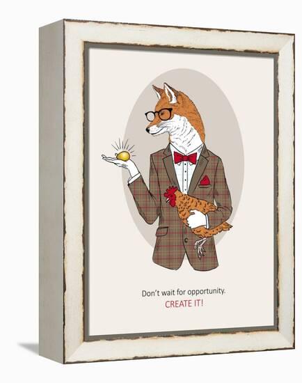 Fox Man in Pin Suit-Olga Angellos-Framed Stretched Canvas