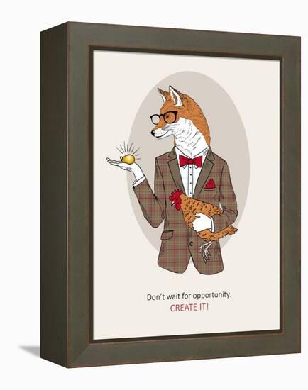 Fox Man in Pin Suit-Olga Angellos-Framed Stretched Canvas