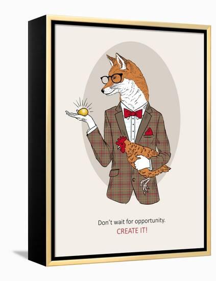 Fox Man in Pin Suit-Olga Angellos-Framed Stretched Canvas
