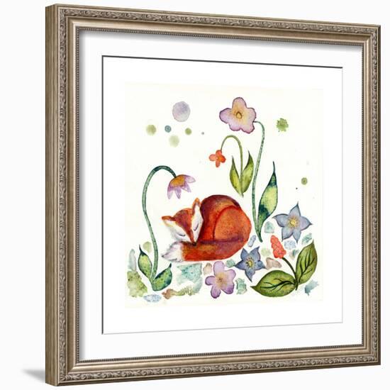 Fox Napping in the Garden-Wyanne-Framed Giclee Print