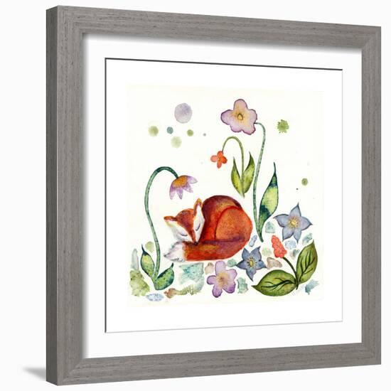 Fox Napping in the Garden-Wyanne-Framed Giclee Print