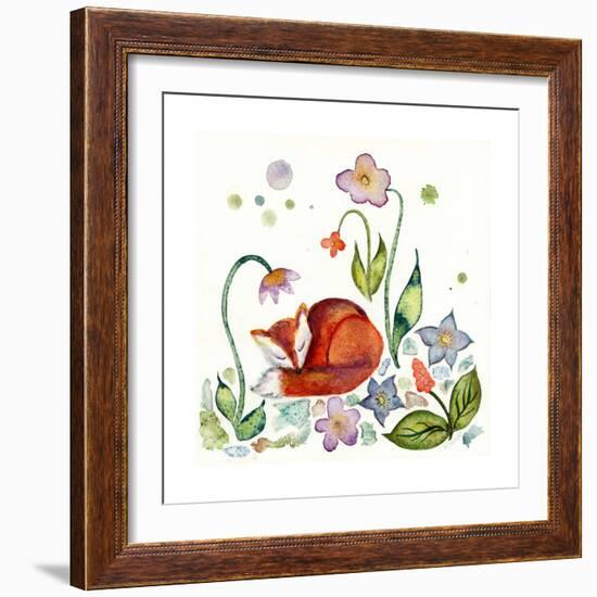 Fox Napping in the Garden-Wyanne-Framed Giclee Print