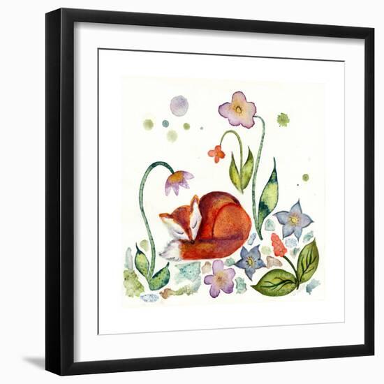 Fox Napping in the Garden-Wyanne-Framed Giclee Print