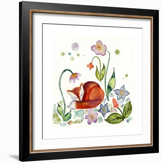 Fox Napping in the Garden-Wyanne-Framed Giclee Print