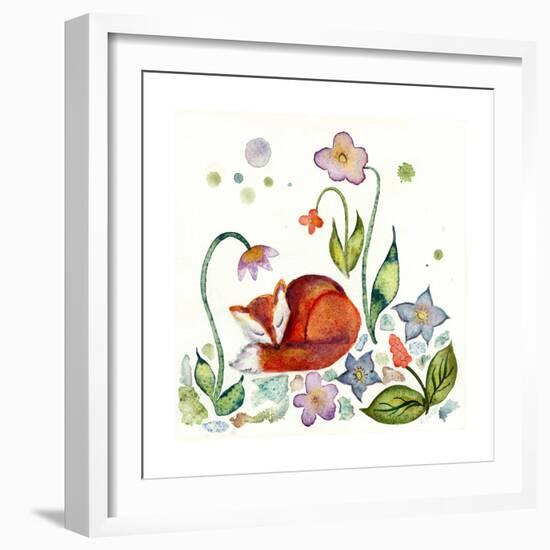 Fox Napping in the Garden-Wyanne-Framed Giclee Print