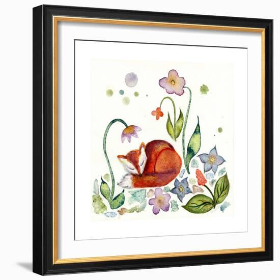 Fox Napping in the Garden-Wyanne-Framed Giclee Print