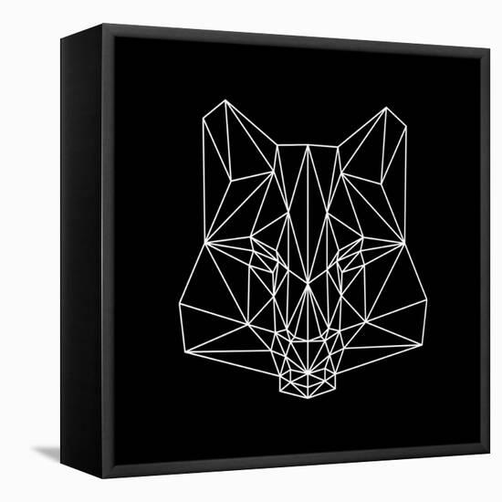 Fox on Black-Lisa Kroll-Framed Stretched Canvas