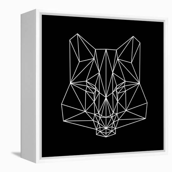 Fox on Black-Lisa Kroll-Framed Stretched Canvas