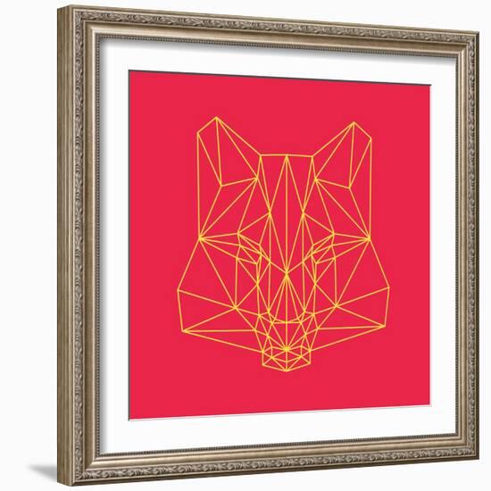 Fox on Red-Lisa Kroll-Framed Art Print