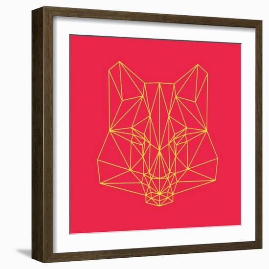 Fox on Red-Lisa Kroll-Framed Art Print