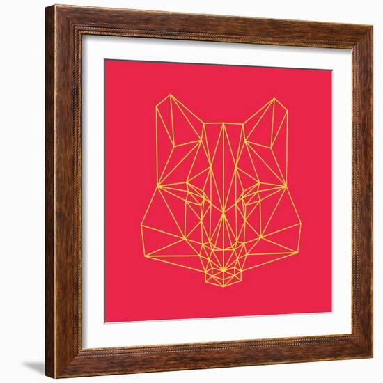 Fox on Red-Lisa Kroll-Framed Art Print