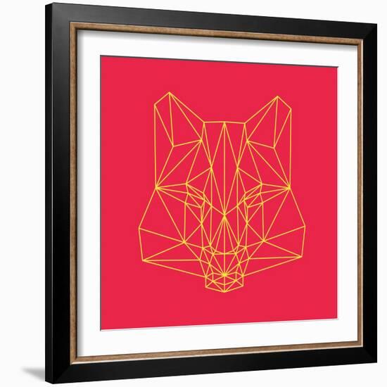 Fox on Red-Lisa Kroll-Framed Art Print