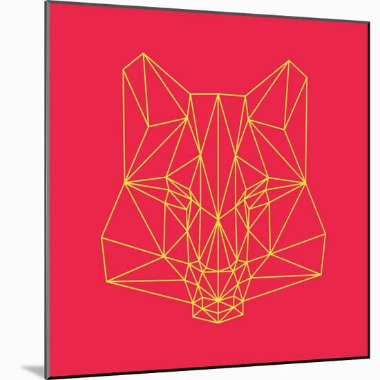 Fox on Red-Lisa Kroll-Mounted Art Print