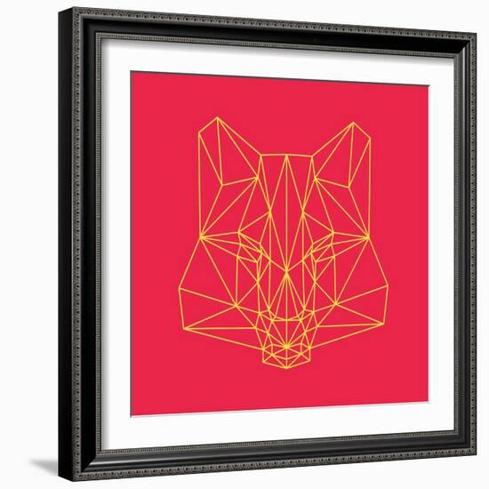 Fox on Red-Lisa Kroll-Framed Art Print