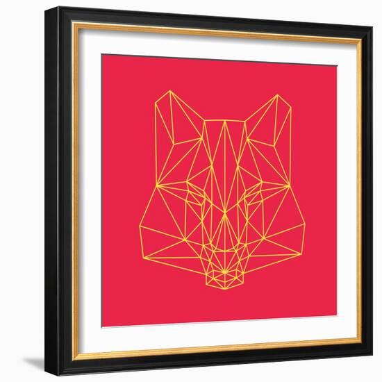 Fox on Red-Lisa Kroll-Framed Art Print