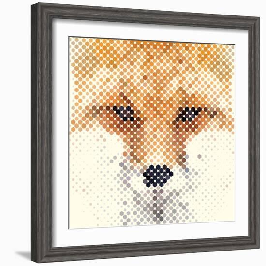 Fox Portrait Made of Geometrical Shapes-Wision-Framed Premium Giclee Print