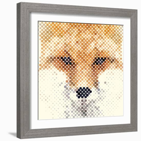 Fox Portrait Made of Geometrical Shapes-Wision-Framed Premium Giclee Print