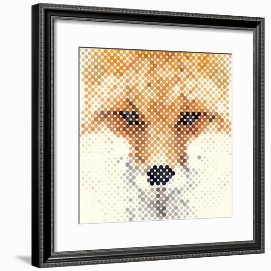 Fox Portrait Made of Geometrical Shapes-Wision-Framed Premium Giclee Print
