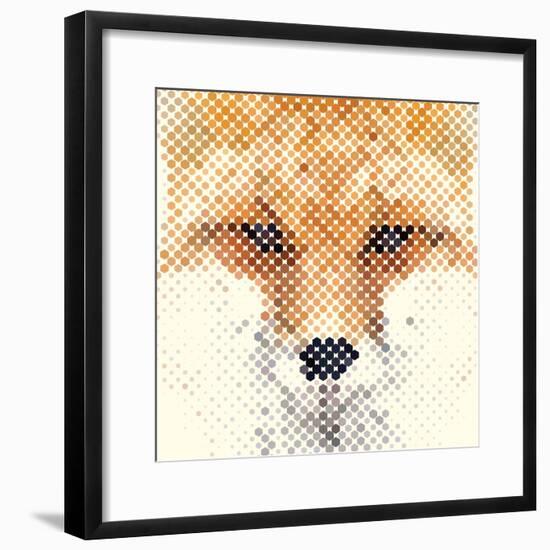 Fox Portrait Made of Geometrical Shapes-Wision-Framed Premium Giclee Print