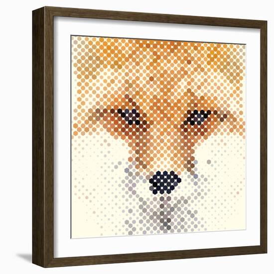 Fox Portrait Made of Geometrical Shapes-Wision-Framed Premium Giclee Print