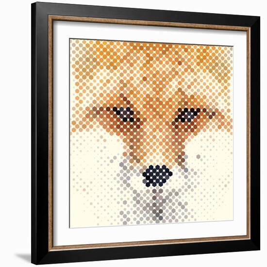 Fox Portrait Made of Geometrical Shapes-Wision-Framed Premium Giclee Print