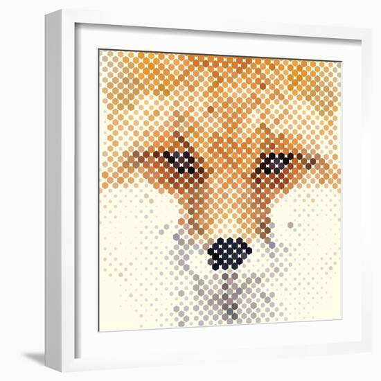 Fox Portrait Made of Geometrical Shapes-Wision-Framed Premium Giclee Print