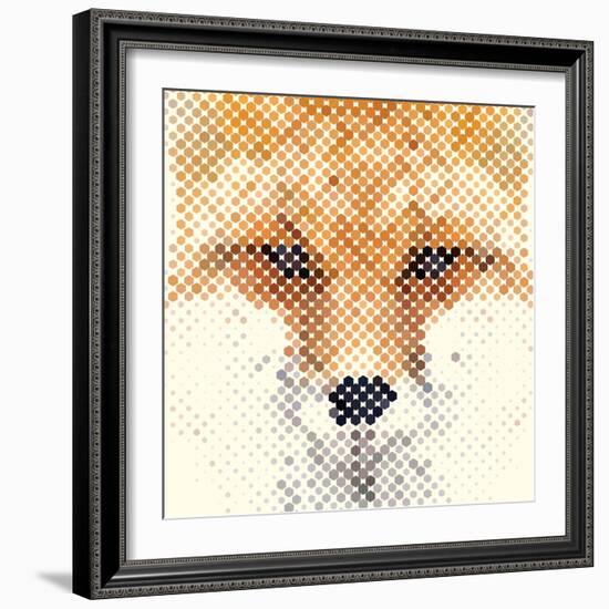 Fox Portrait Made of Geometrical Shapes-Wision-Framed Premium Giclee Print