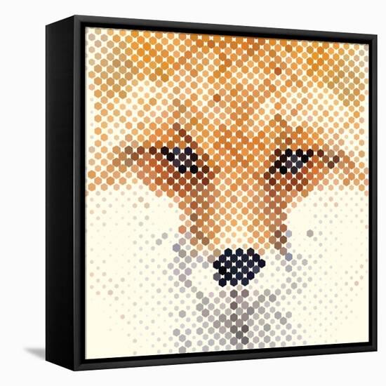 Fox Portrait Made of Geometrical Shapes-Wision-Framed Stretched Canvas