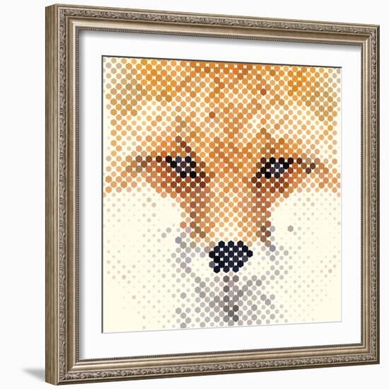 Fox Portrait Made of Geometrical Shapes-Wision-Framed Art Print