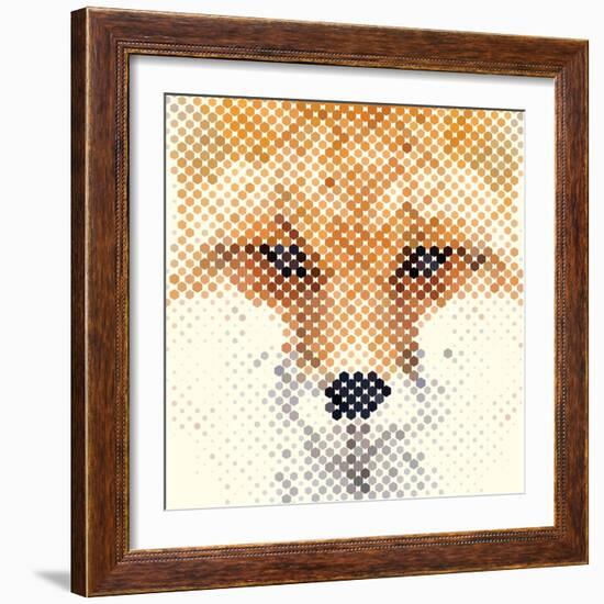 Fox Portrait Made of Geometrical Shapes-Wision-Framed Art Print