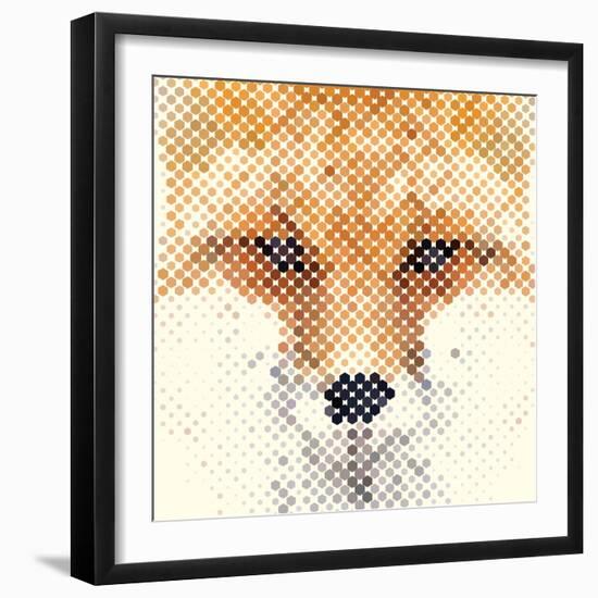 Fox Portrait Made of Geometrical Shapes-Wision-Framed Art Print