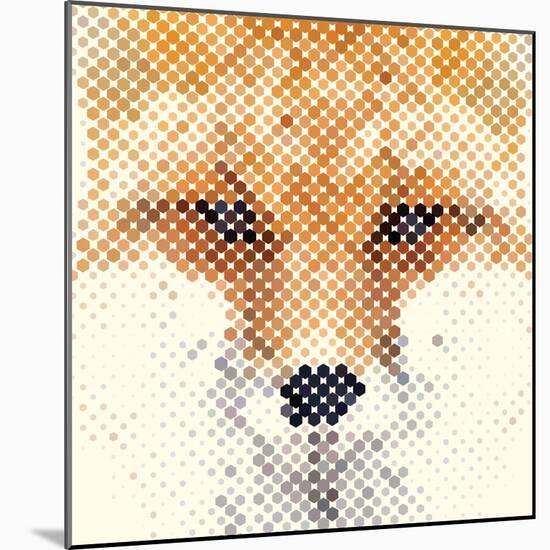 Fox Portrait Made of Geometrical Shapes-Wision-Mounted Art Print