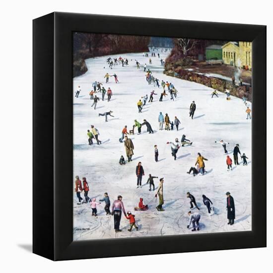 "Fox River Ice-Skating", January 11, 1958-John Falter-Framed Premier Image Canvas