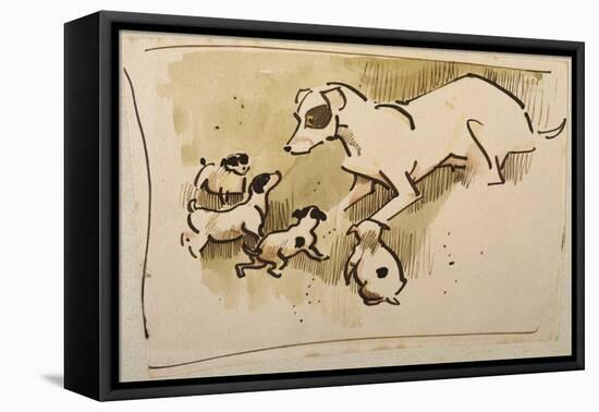 Fox Terrier and Puppies-Joseph Crawhall-Framed Premier Image Canvas