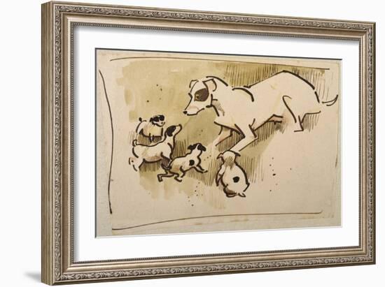 Fox Terrier and Puppies-Joseph Crawhall-Framed Giclee Print