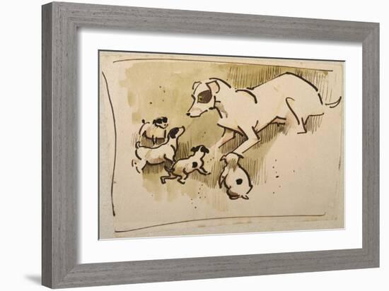 Fox Terrier and Puppies-Joseph Crawhall-Framed Giclee Print