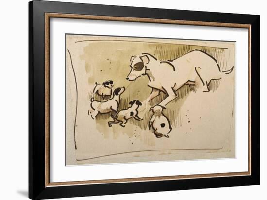 Fox Terrier and Puppies-Joseph Crawhall-Framed Giclee Print