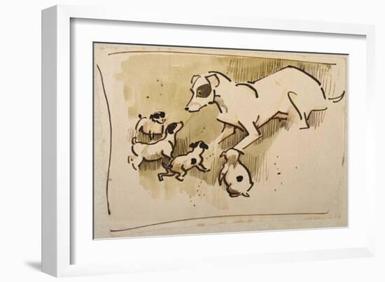 Fox Terrier and Puppies-Joseph Crawhall-Framed Giclee Print