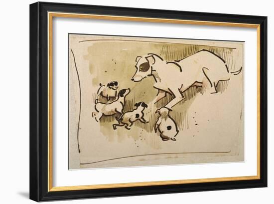 Fox Terrier and Puppies-Joseph Crawhall-Framed Giclee Print