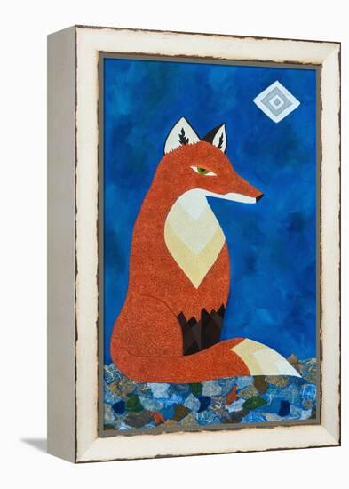 Fox under Diamond Moon-Casey Craig-Framed Stretched Canvas