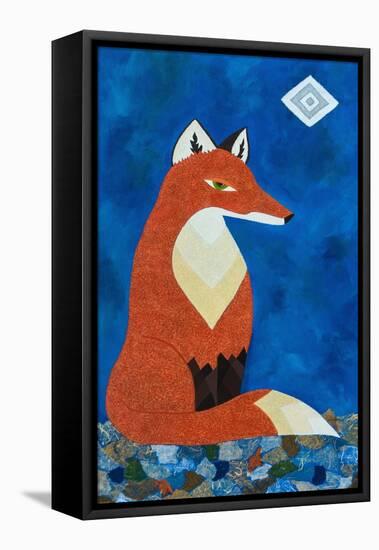 Fox under Diamond Moon-Casey Craig-Framed Stretched Canvas