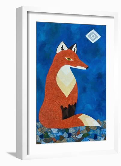 Fox under Diamond Moon-Casey Craig-Framed Art Print