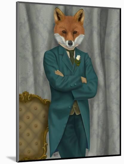 Fox Victorian Gentleman Portrait-Fab Funky-Mounted Art Print