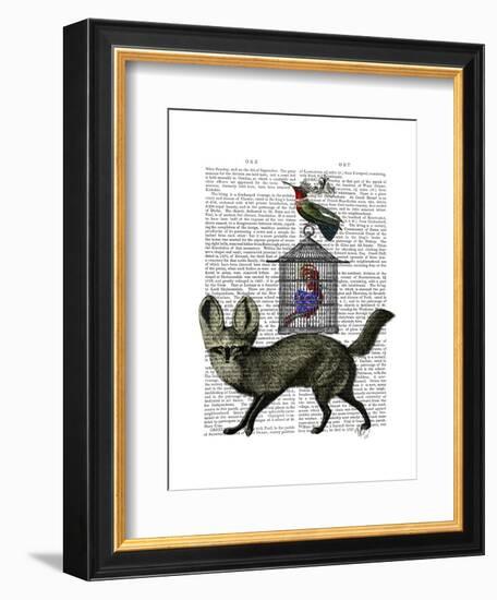 Fox With Birdcage-Fab Funky-Framed Art Print