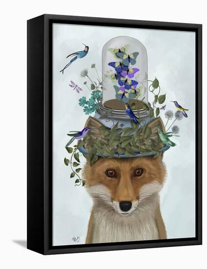 Fox with Butterfly Bell Jar-Fab Funky-Framed Stretched Canvas