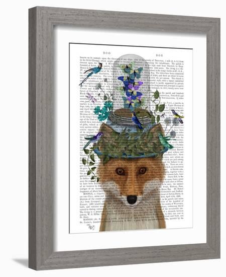 Fox with Butterfly Bell Jar-Fab Funky-Framed Art Print