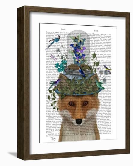 Fox with Butterfly Bell Jar-Fab Funky-Framed Art Print