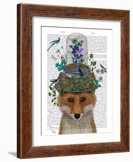 Fox with Butterfly Bell Jar-Fab Funky-Framed Art Print